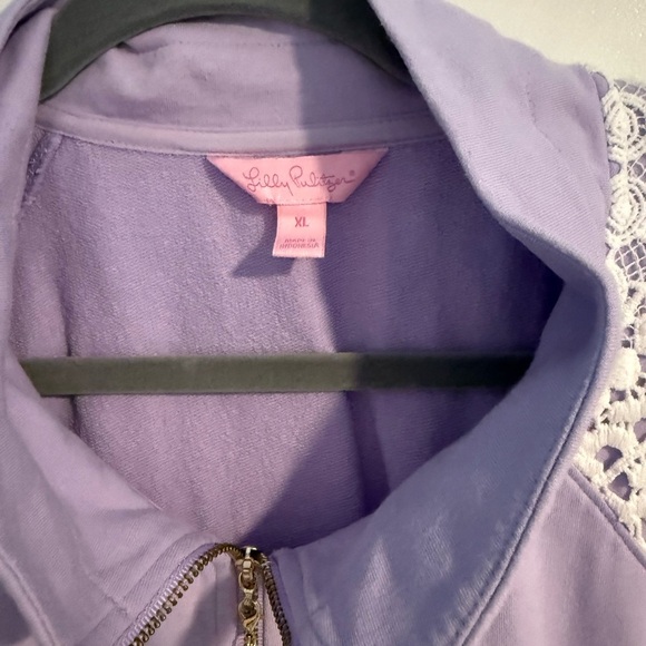 LILLY PULITZER SzXL SKIPPER POPOVER LONG SLEEVE ZIP TOP LILAC VERBENA - Picture 4 of 4